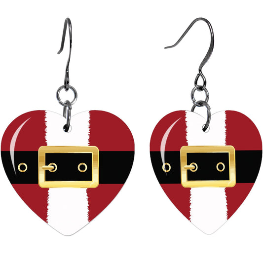 Christmas Santa Suit Heart Fishhook Dangle Earrings