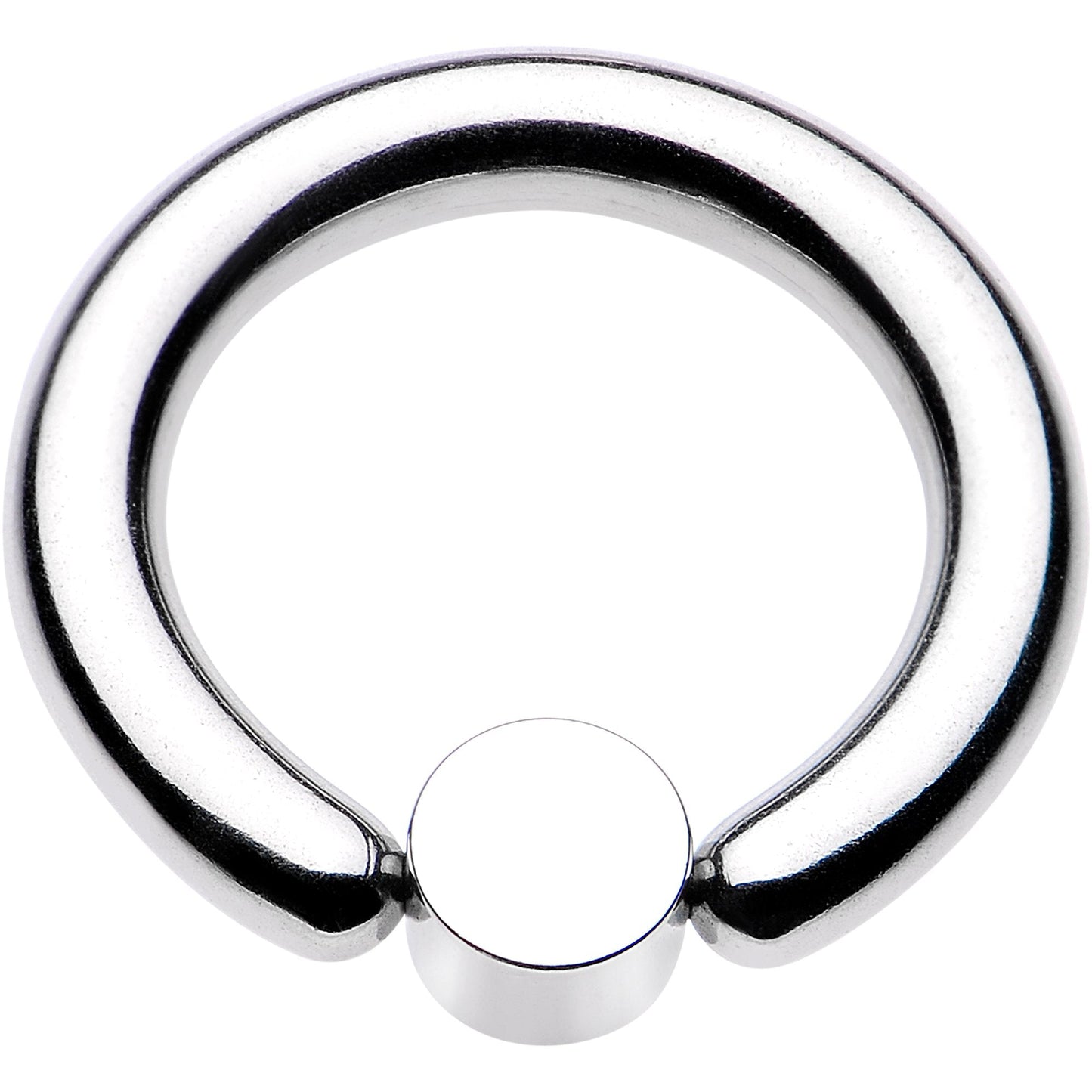 8G 1/2 White Faux Opal 5mm Disc BCR Captive Ring