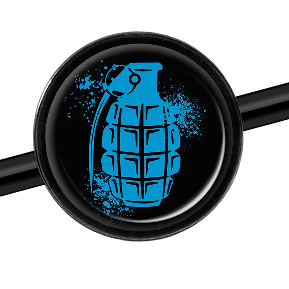 14G Blue Grenade Black Industrial Barbell 37mm