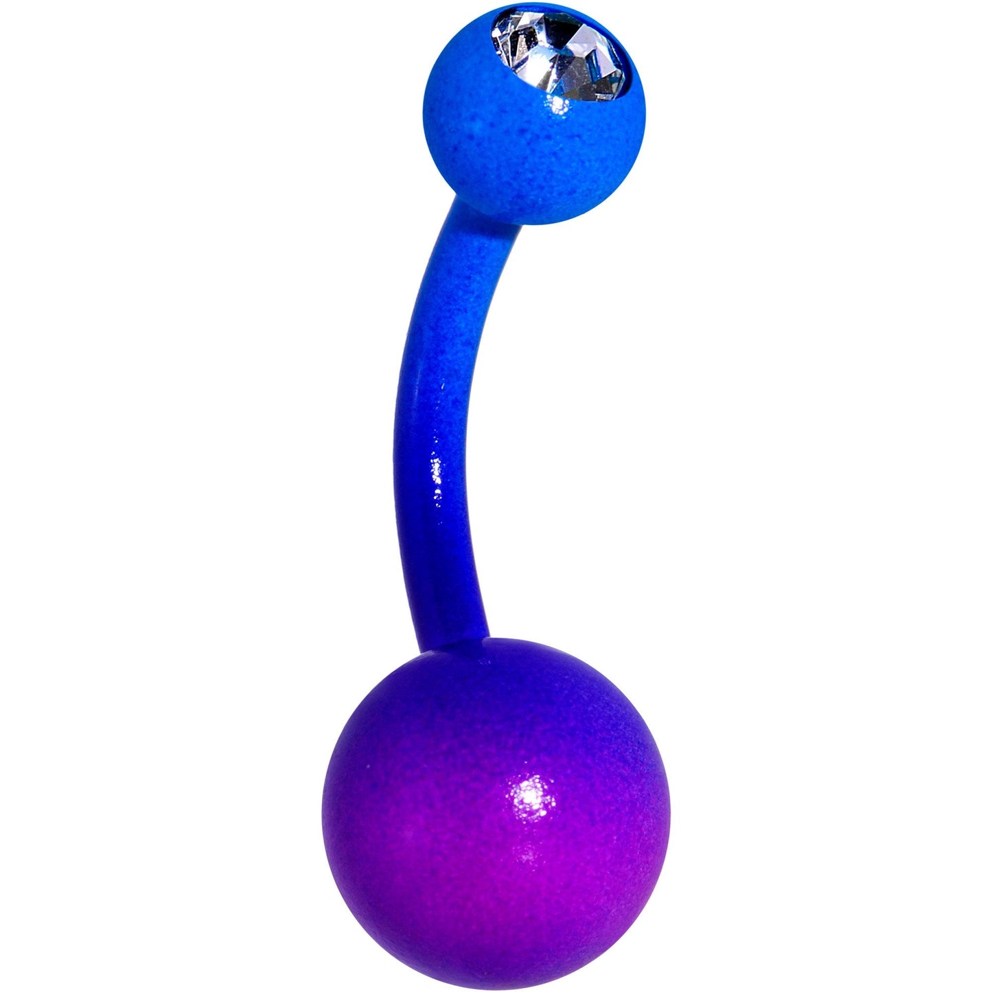 14G 3/8 Clear Top Gem Color Plated Purple Blue Fade Belly Ring