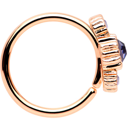 20G Purple CZ Gem Rose Gold IP Triplet Seamless Circular Ring