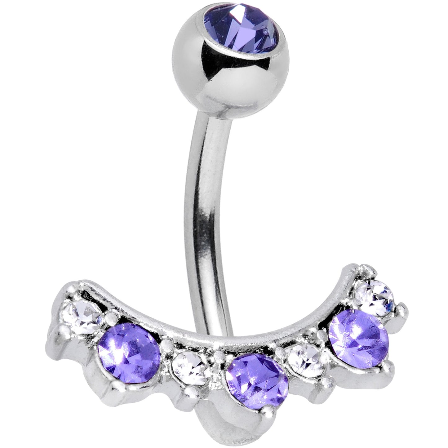 Clear Purple Gem Sweeping Beauty Arc Belly Ring