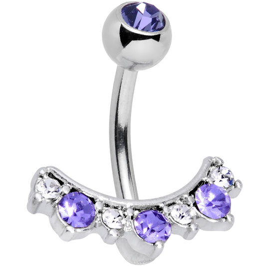 Clear Purple Gem Sweeping Beauty Arc Belly Ring
