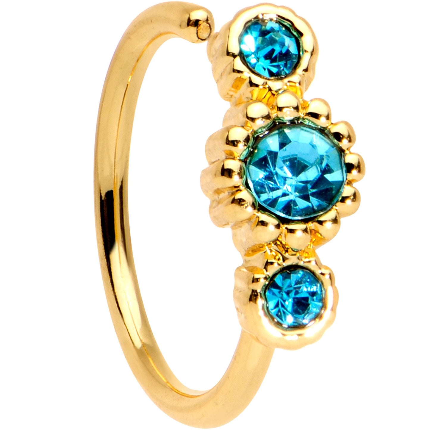 20G 5/16 Aqua CZ Gold Tone Fashion Fusion Seamless Circular Ring
