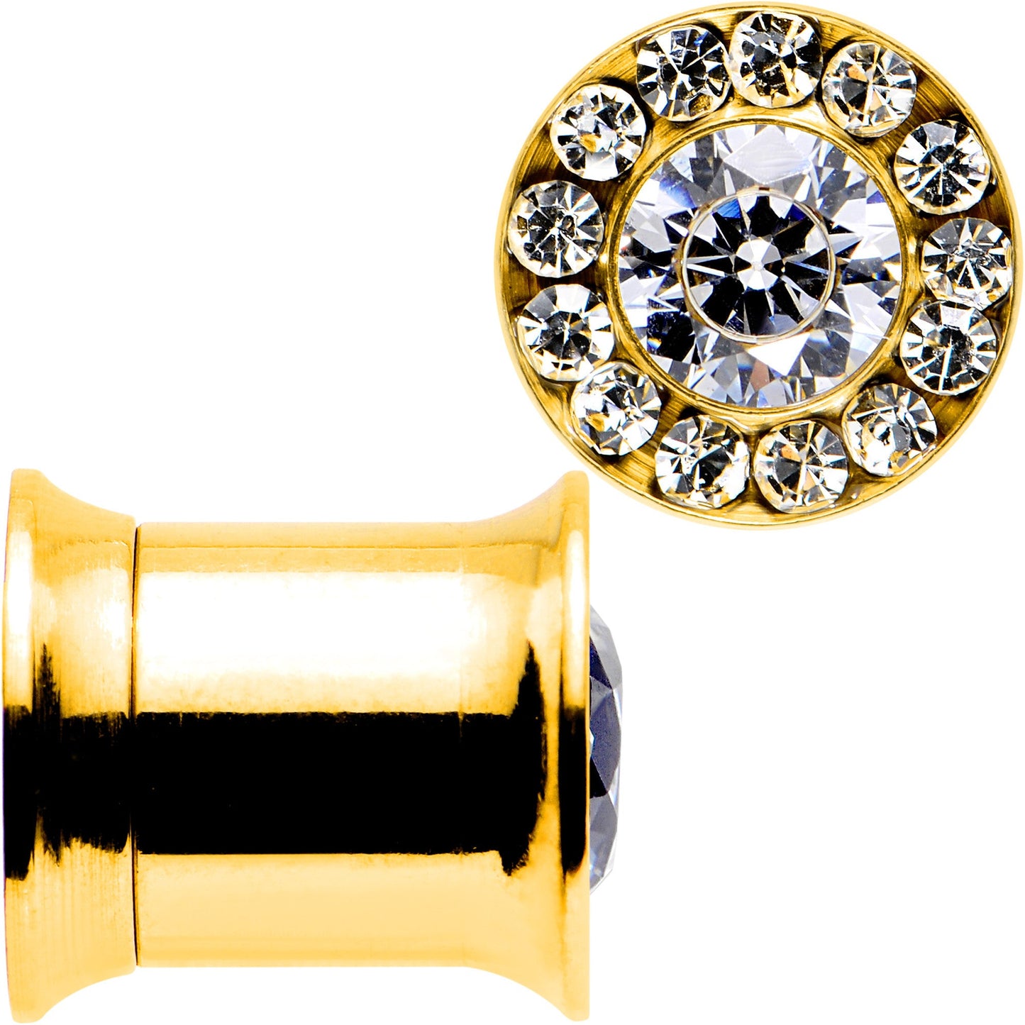 0G Clear CZ Gem Gold PVD Goddess of Glam Screw Fit Plug Set