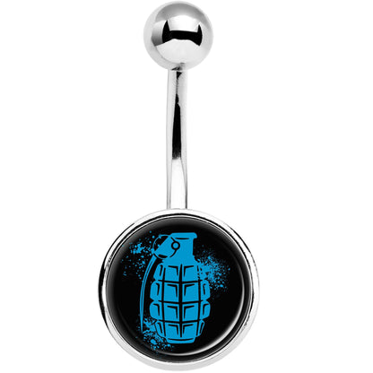 Blue Grenade Belly Ring