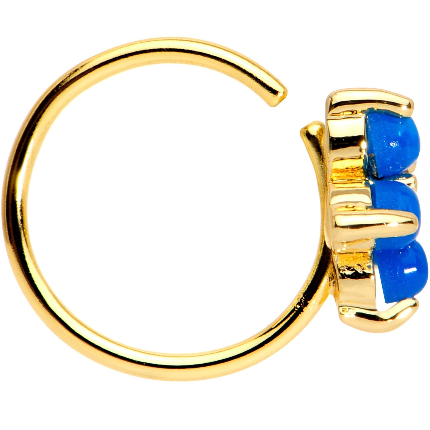 20G Clear CZ Blue Faux Opal Gold Tone Flower Circular Ring