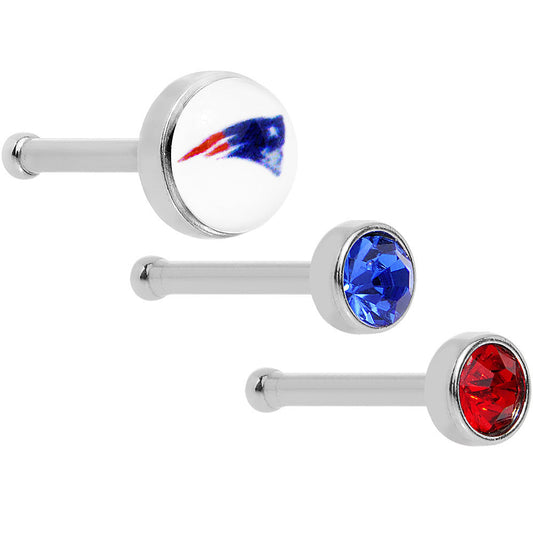 20G Licensed NFL New England Patriots Nose Bone 3 Pack Set