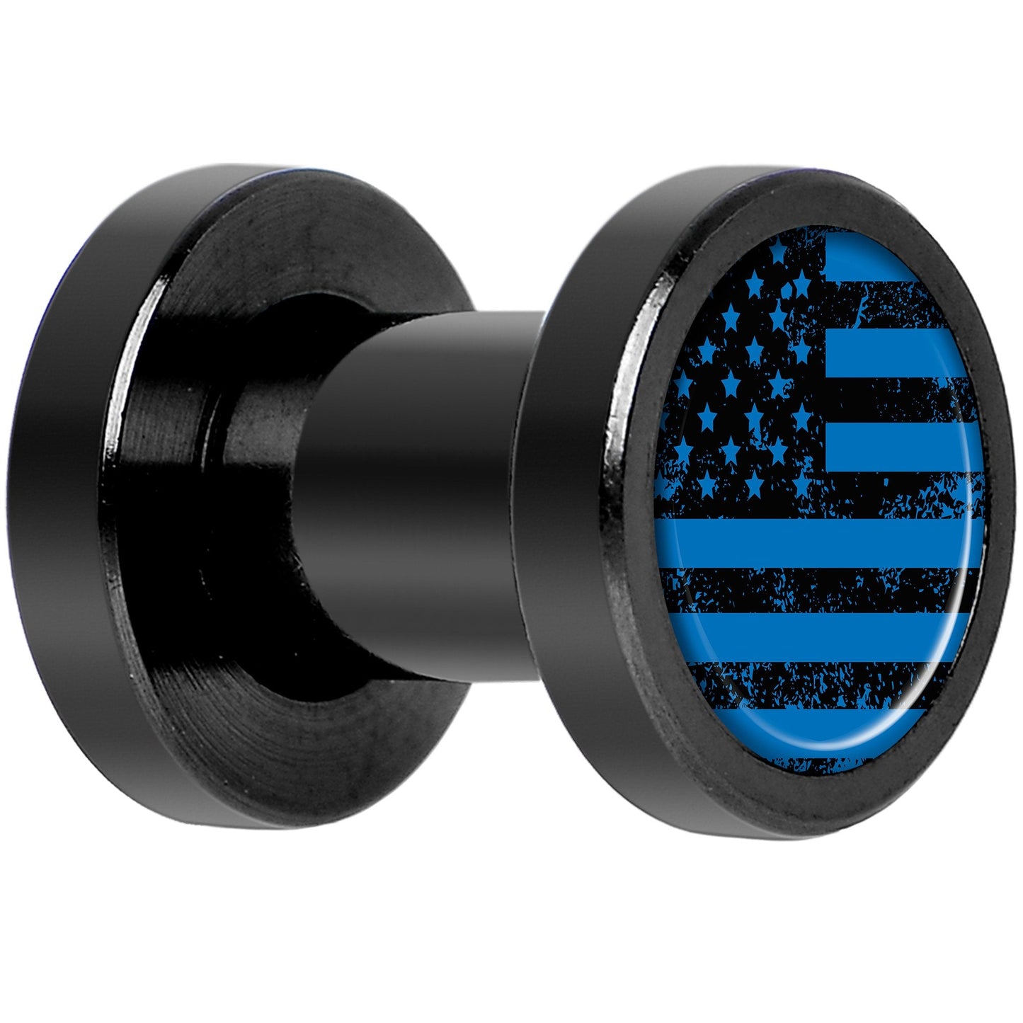 Blue American Flag Black Anodized Screw Fit Plug Set 4G