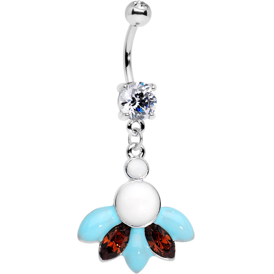 Clear Orange Gem Daring White Blue Deco Dangle Belly Ring