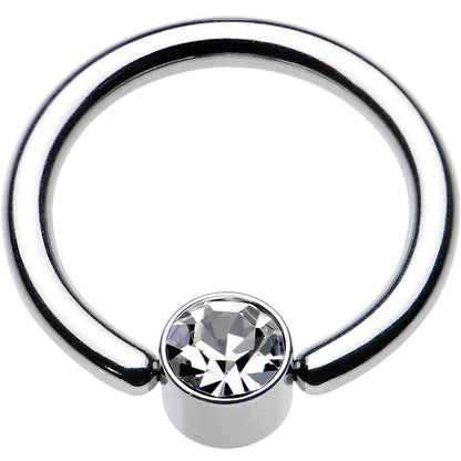 12G 1/2 Clear Gem 5mm Disc BCR Captive Ring