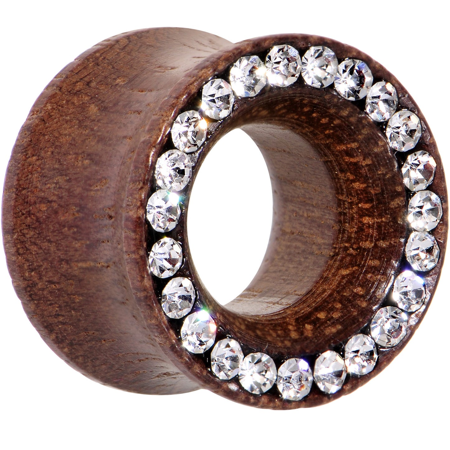 9/16 Clear Gem Organic Rose Flower Wood Saddle Plug Set