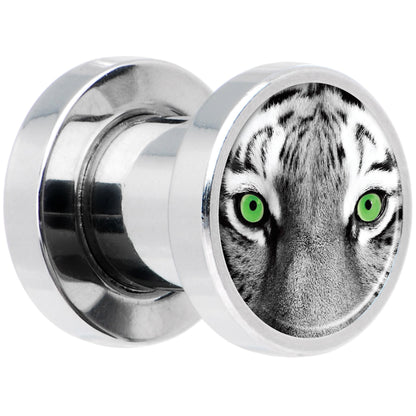Black White Tiger Eyes Steel Screw Fit Plug Set 2G