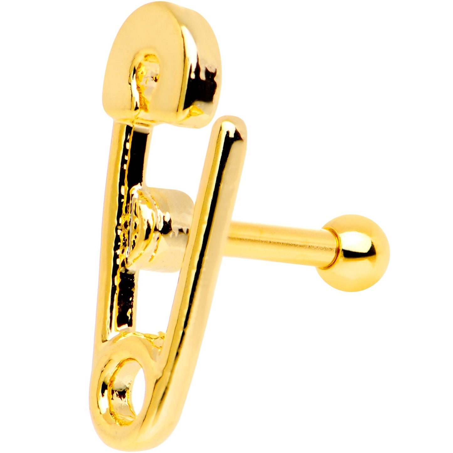 16G 1/4 Gold PVD Open Safety Pin Tragus Cartilage Earring