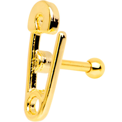 16G 1/4 Gold PVD Open Safety Pin Tragus Cartilage Earring