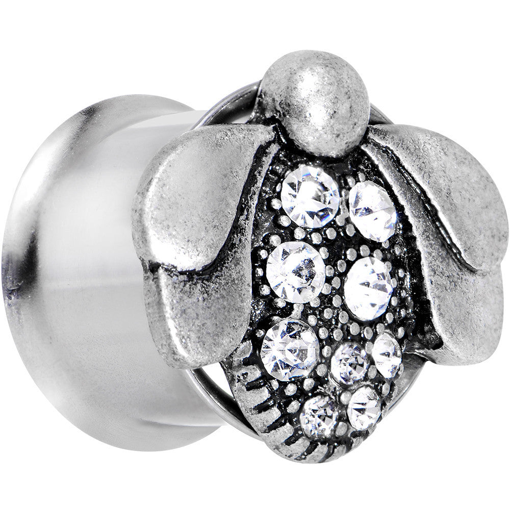 9/16 Clear Gem Steel Allow Me Ladybug Double Flare Tunnel Plug Set