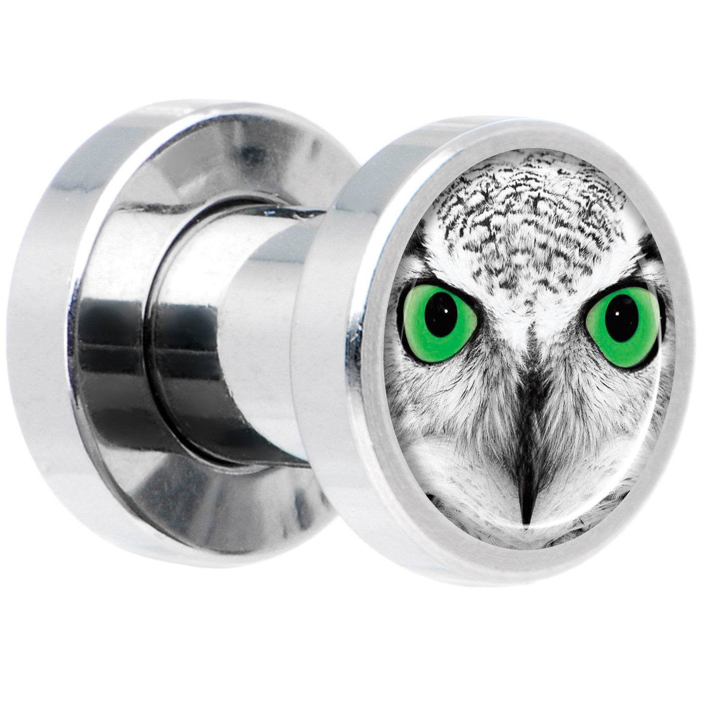 Black White Owl Steel Screw Fit Plug Set 4G