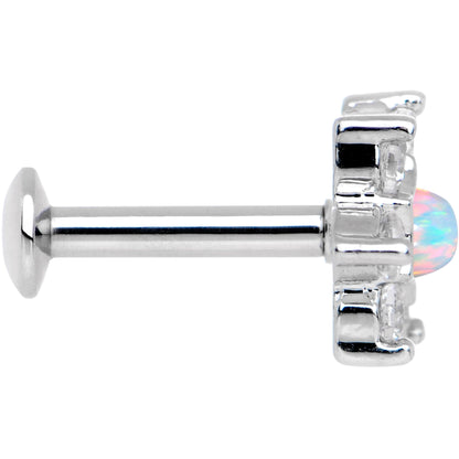 1/4 White Faux Opal Internally Threaded Star Flower Labret Monroe