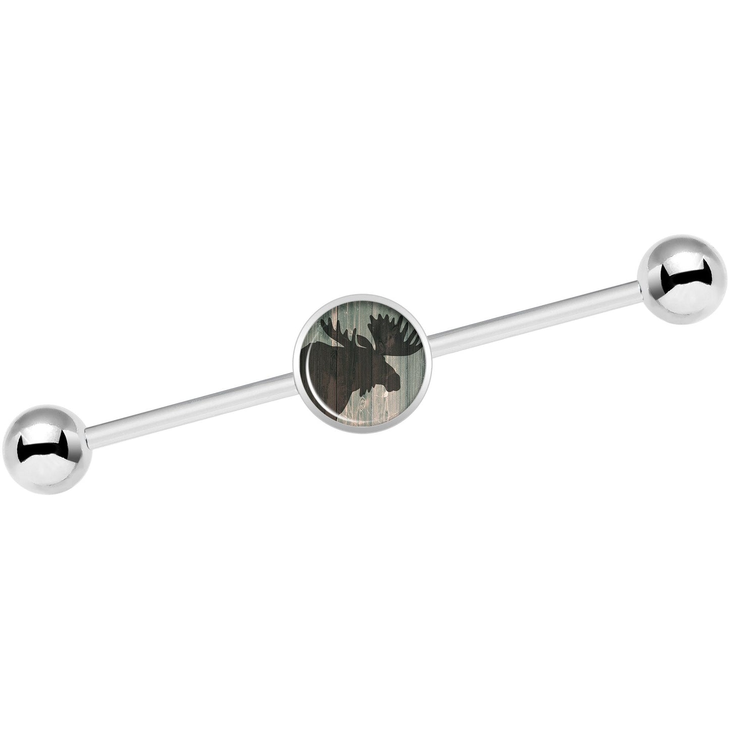 14G Holiday Rustic Wood Moose Industrial Barbell 37mm