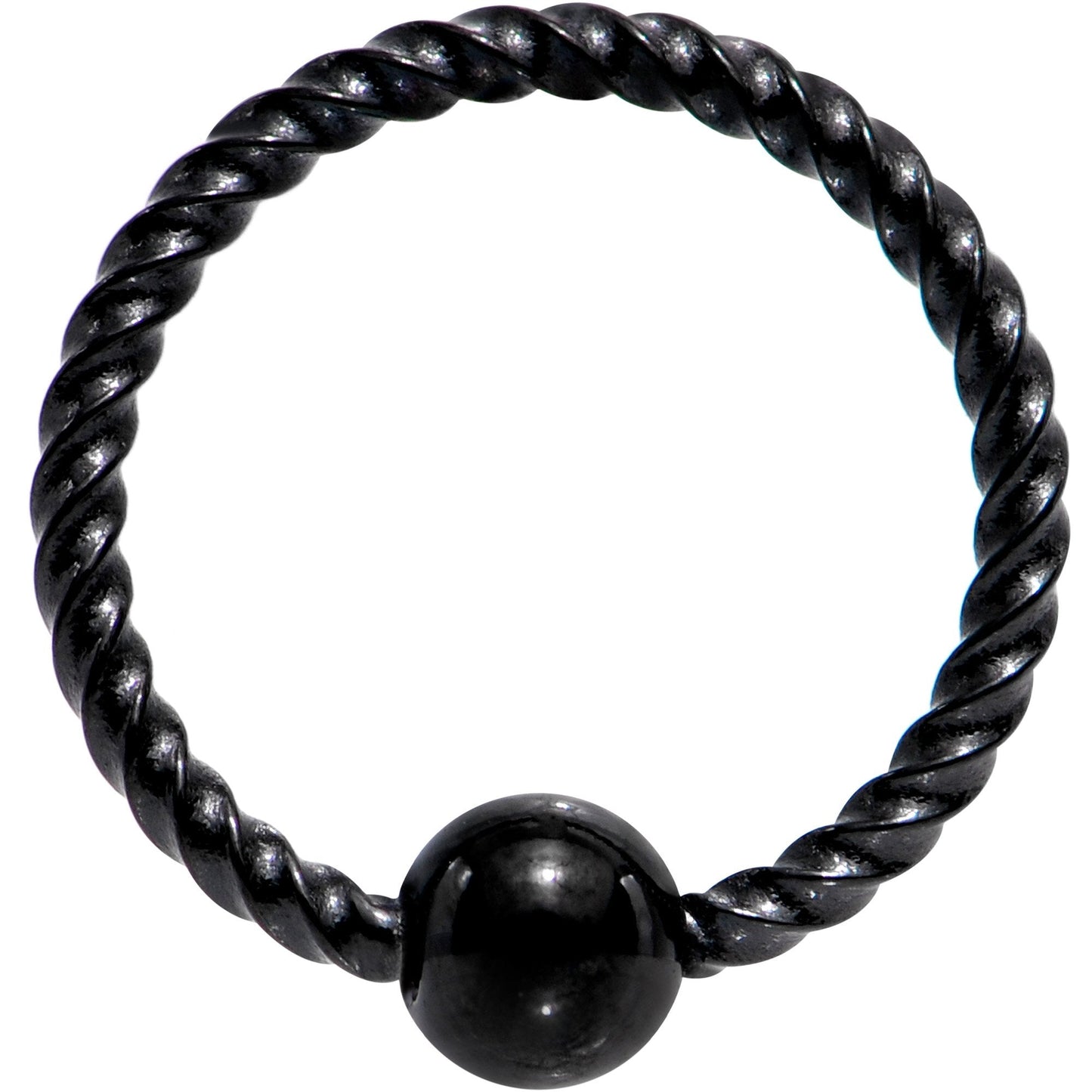 18G 5/16 Black Anodized So Twisted Captive Style Seamless Ring