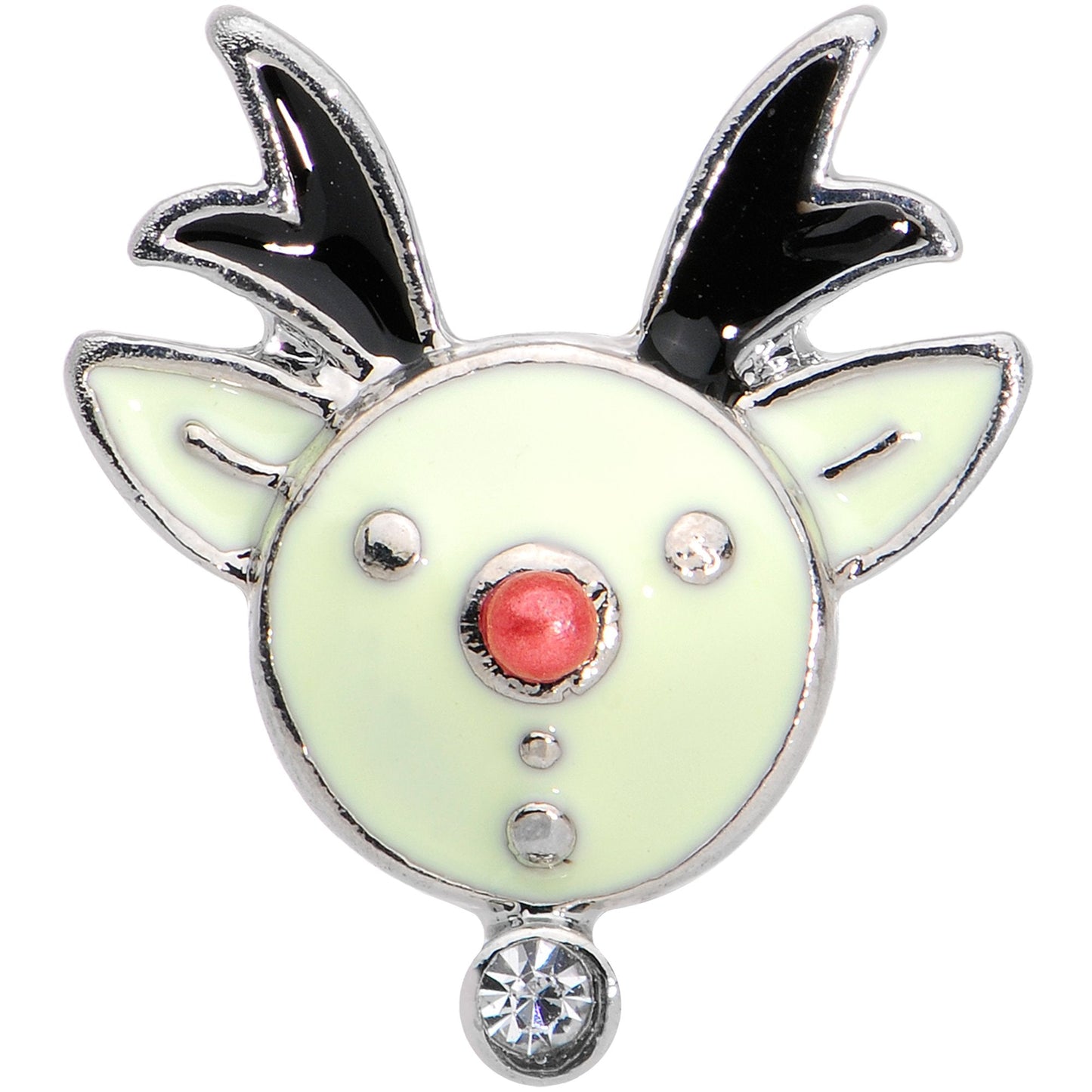 16G 1/4 Clear Red Gem Reindeer Tragus Cartilage Earring