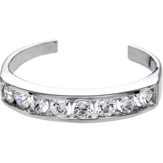 Solid 14k White Gold Cubic Zirconia Toe Ring