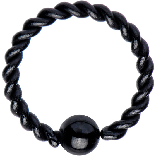 16G 5/16" Black IP So Twisted Captive Style Seamless Ring