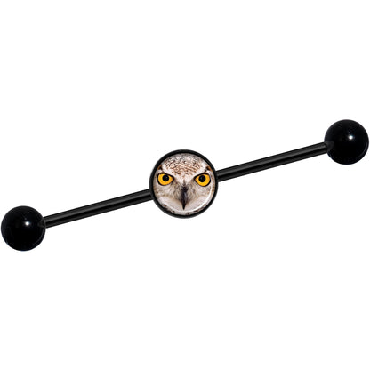 14G Full Color Owl Black Industrial Barbell 37mm