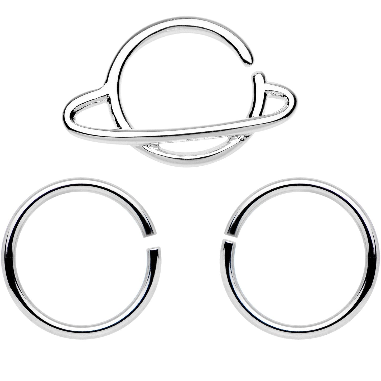16G 3/8 Rings of Saturn Septum Ring Pack Set of 3