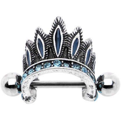 16G 1/4 Aqua Blue Tribal Headdress Helix Cuff Cartilage Earring