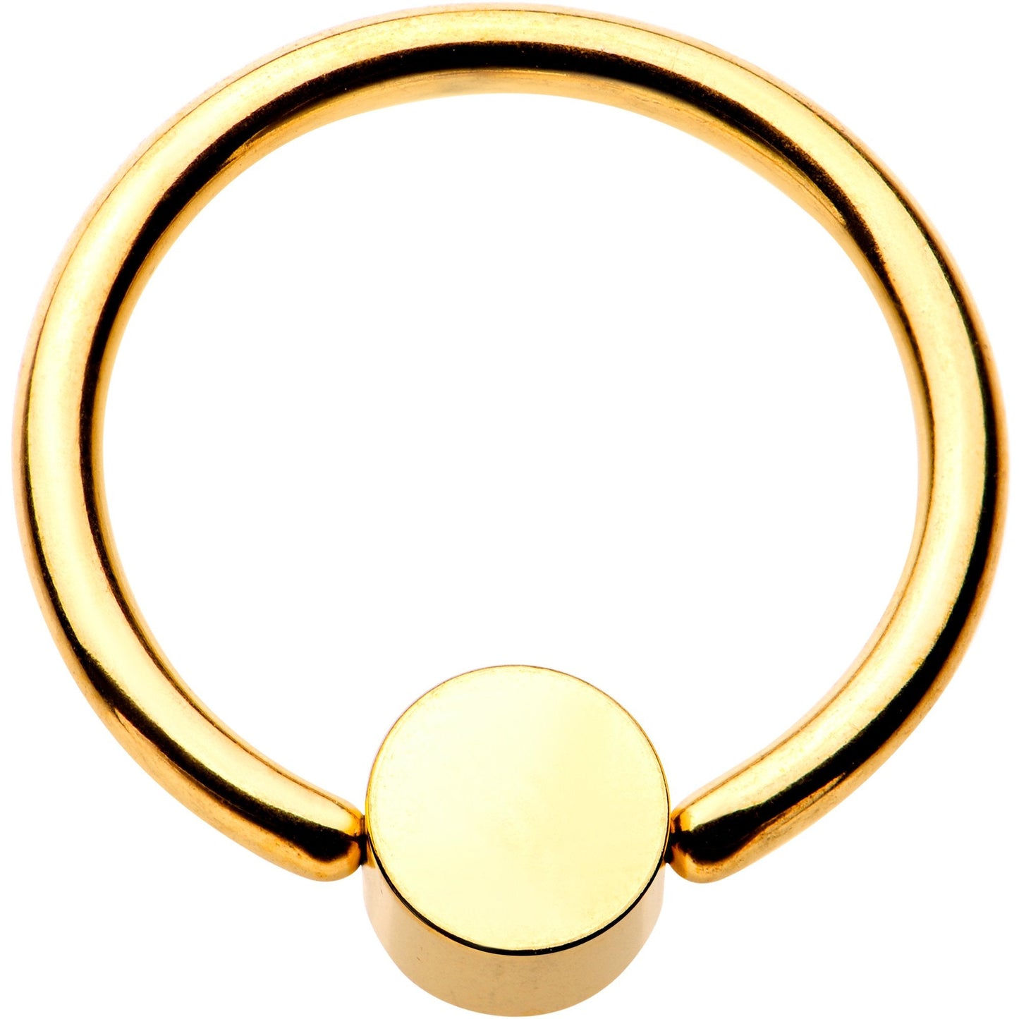 14G 1/2 Clear Gem 5mm Disc Gold IP BCR Captive Ring