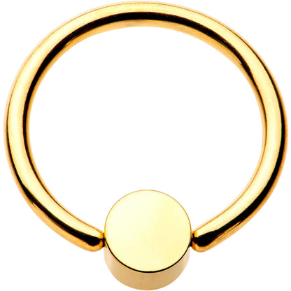 14G 1/2 Clear Gem 5mm Disc Gold IP BCR Captive Ring