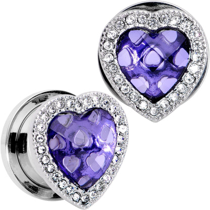 Clear Purple Gem Hug Your Heart Screw Fit Plug Set 6mm to 22mm