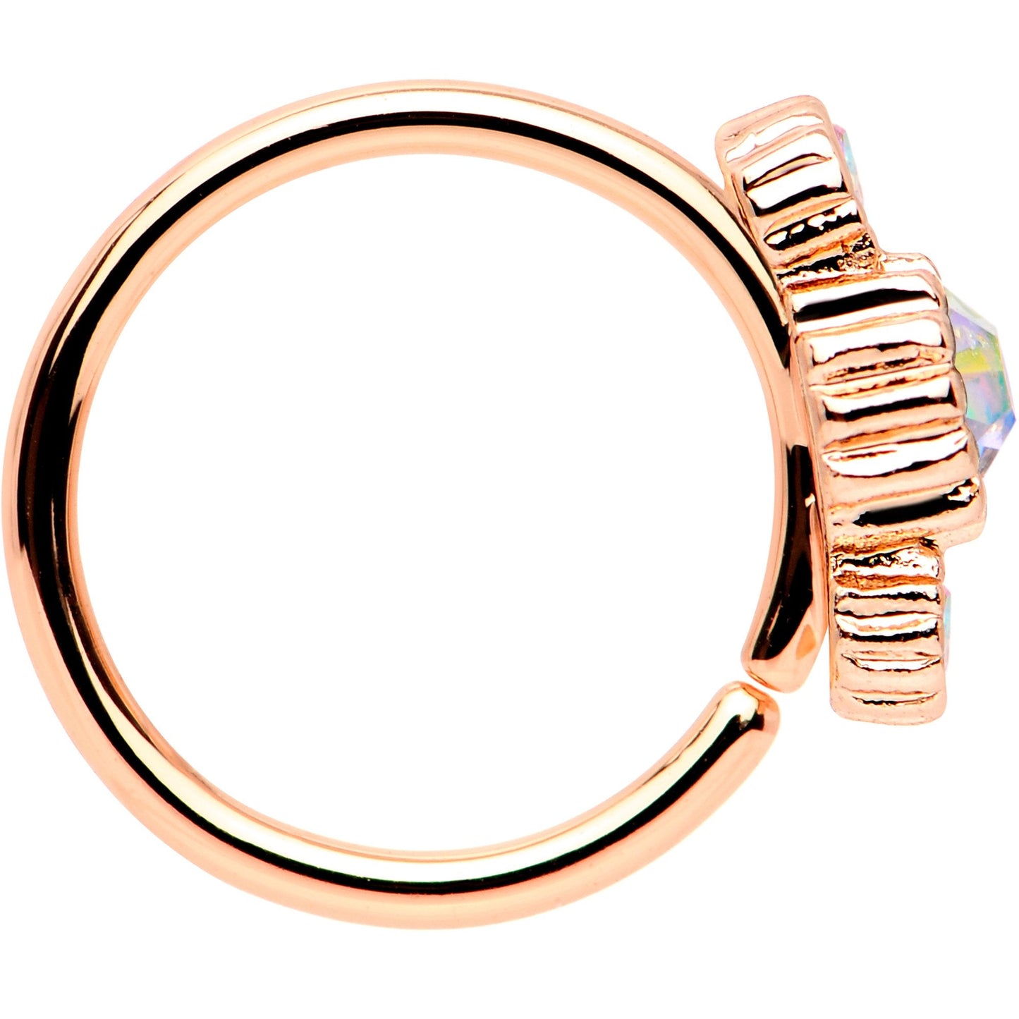 20G Aurora CZ Gem Rose Gold IP Triplet Seamless Circular Ring