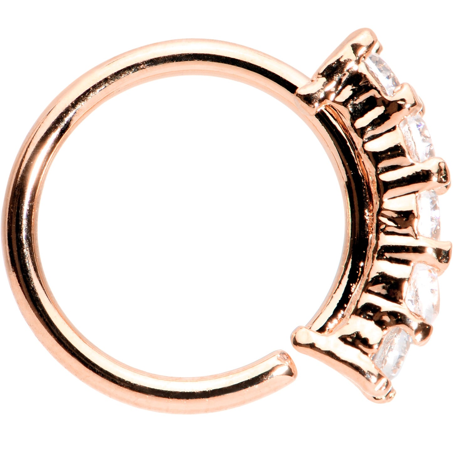 20G 5/16 Clear CZ Rose Gold IP Quintet Seamless Circular Ring