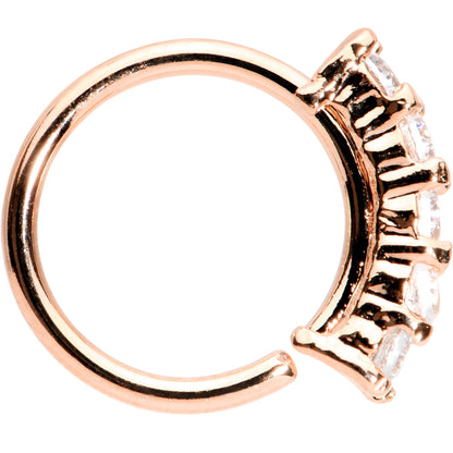 20G 5/16 Clear CZ Rose Gold IP Quintet Seamless Circular Ring