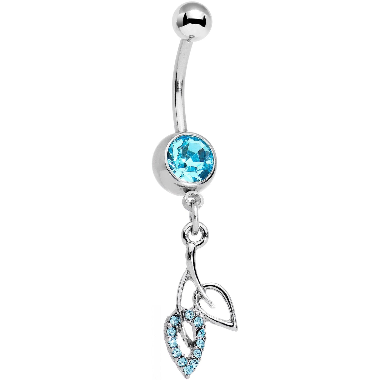 Aqua Gem Leaves of Fall Dangle Belly Ring