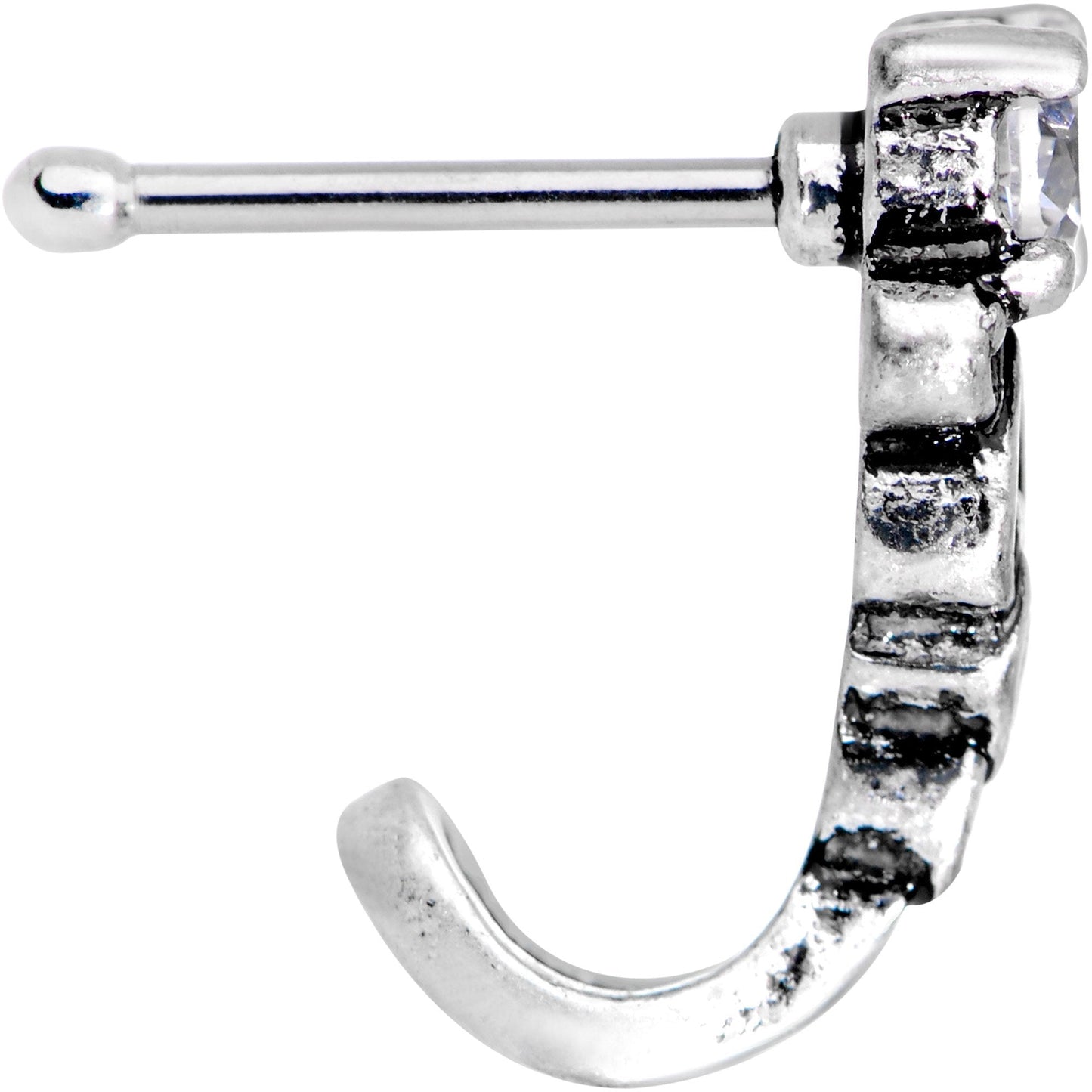 Clear CZ Gem Heart Tail Faux Hoop Nose Bone