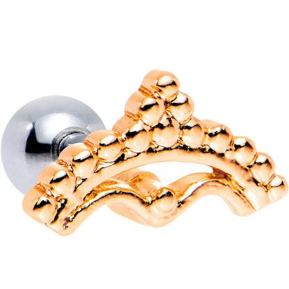 16G 1/4 Rose Gold Tone Crescent Bow Cartilage Tragus Earring