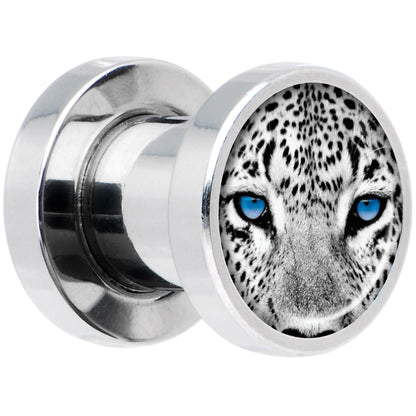 Black White Leopard Eyes Steel Screw Fit Plug Set 2G