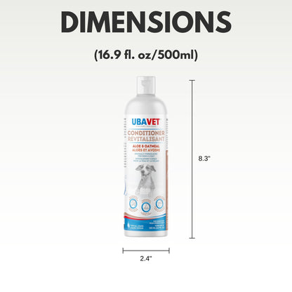 UBAVET Aloe & Oatmeal Conditioner for Dogs & Cats – Soothing Moisturizing Formula for Sensitive Skin (16.9 fl oz / 500ml)