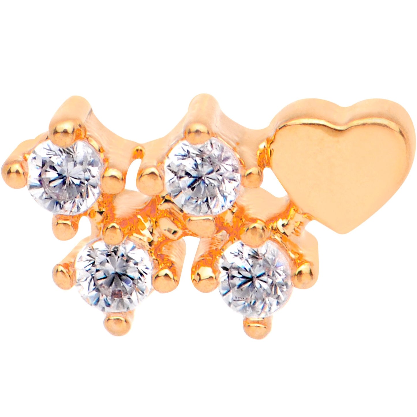 20G Clear CZ Rose Gold Tone Heart Faux Hoop L Shaped Nose Ring