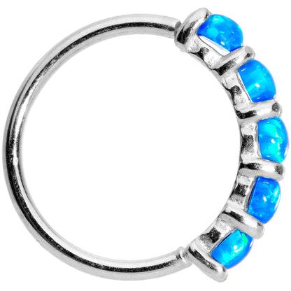 20G Blue Synthetic Opal 14k White Gold Seamless Circular Ring