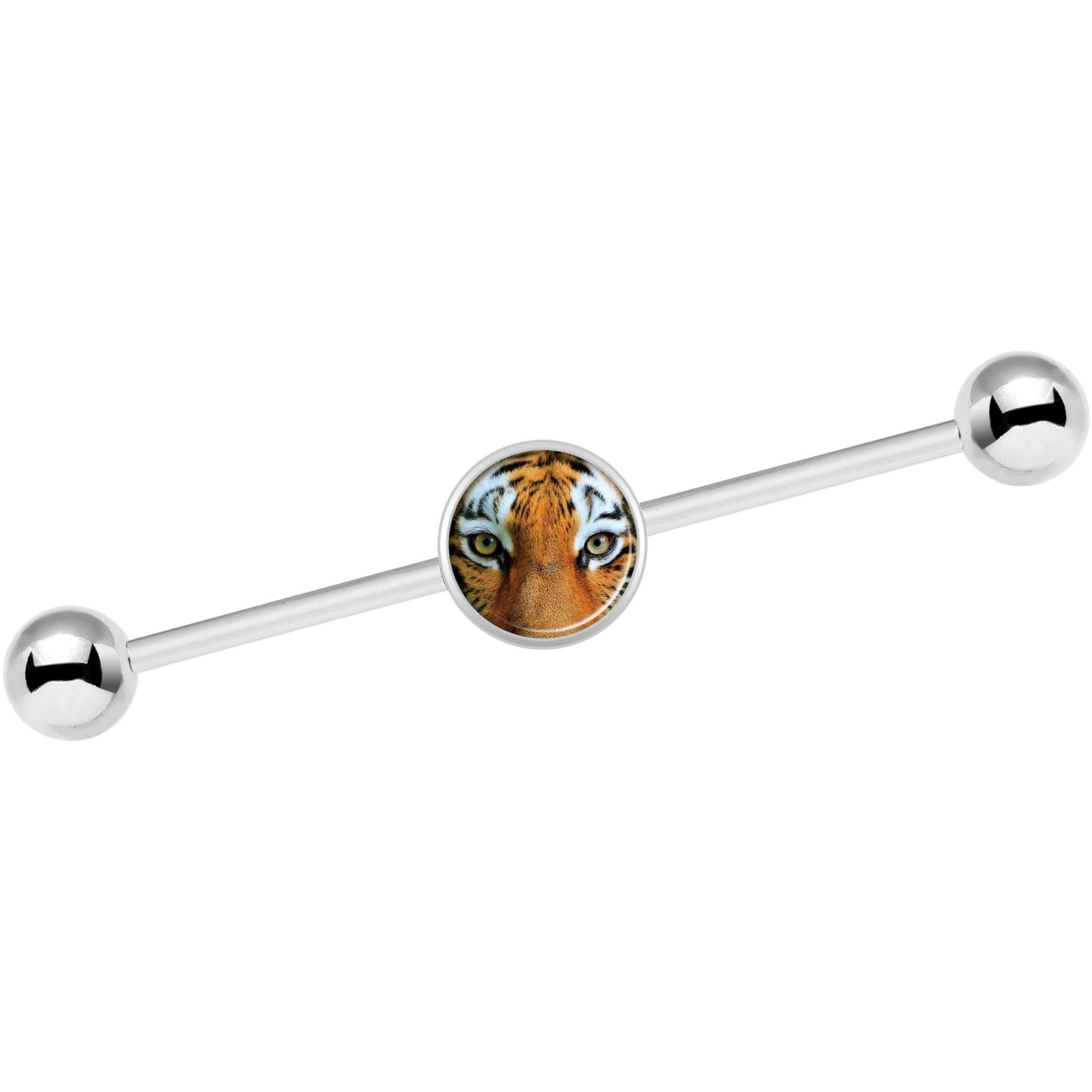14G Full Color Tiger Eyes Industrial Barbell 37mm