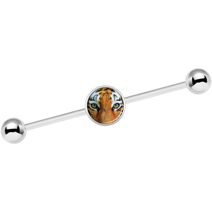 14G Full Color Tiger Eyes Industrial Barbell 37mm