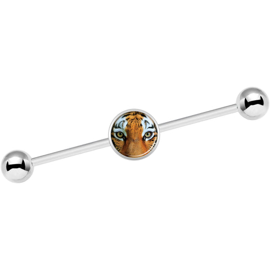 14G Full Color Tiger Eyes Industrial Barbell 37mm