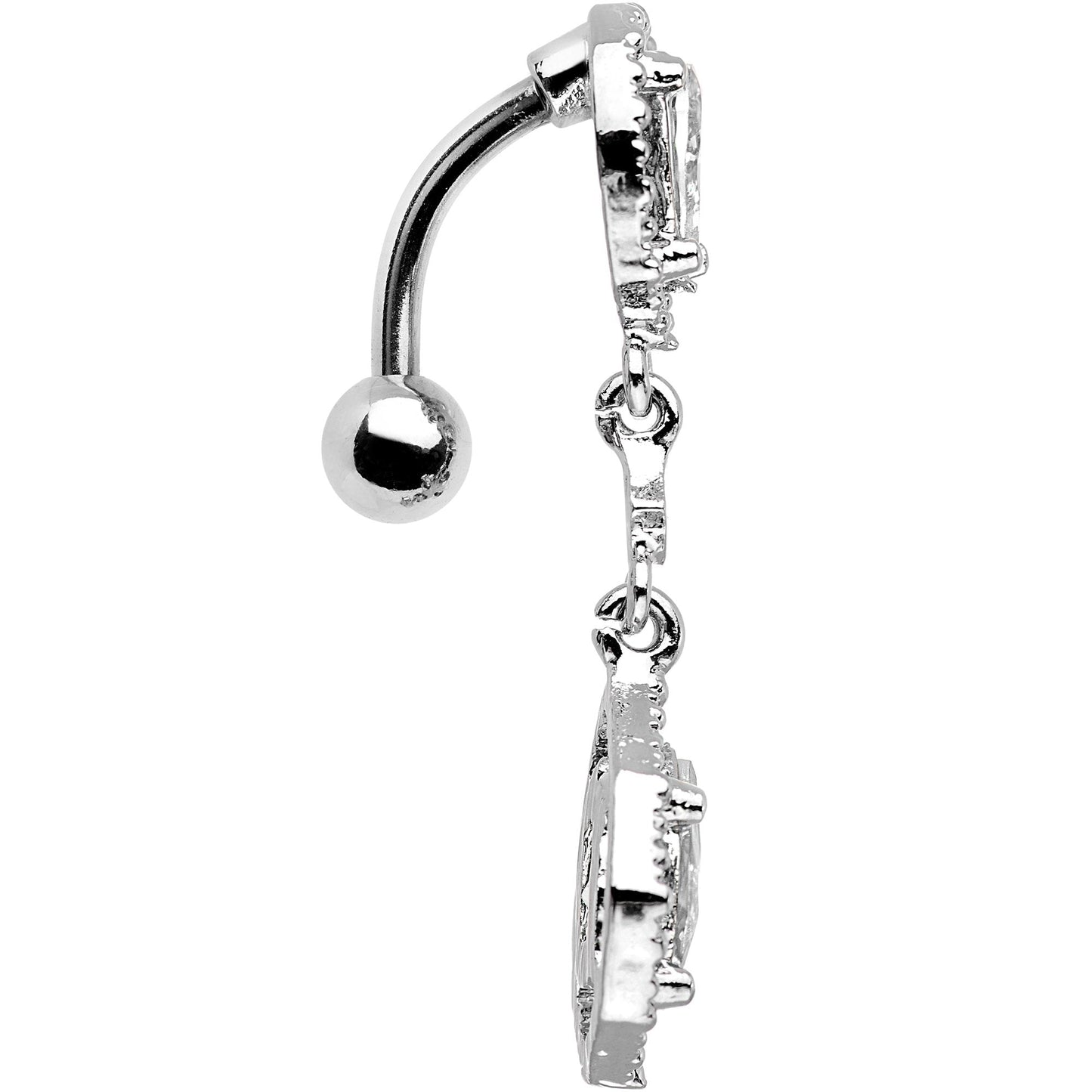 Clear Gem Twin Top Mount Dangle Belly Ring
