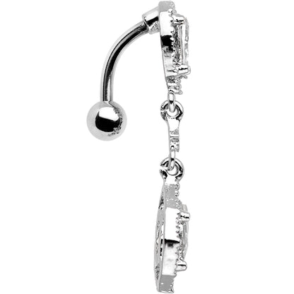 Clear Gem Twin Top Mount Dangle Belly Ring