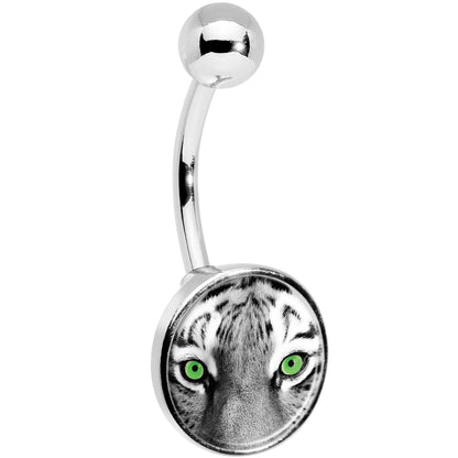 Black White Tiger Eyes Belly Ring