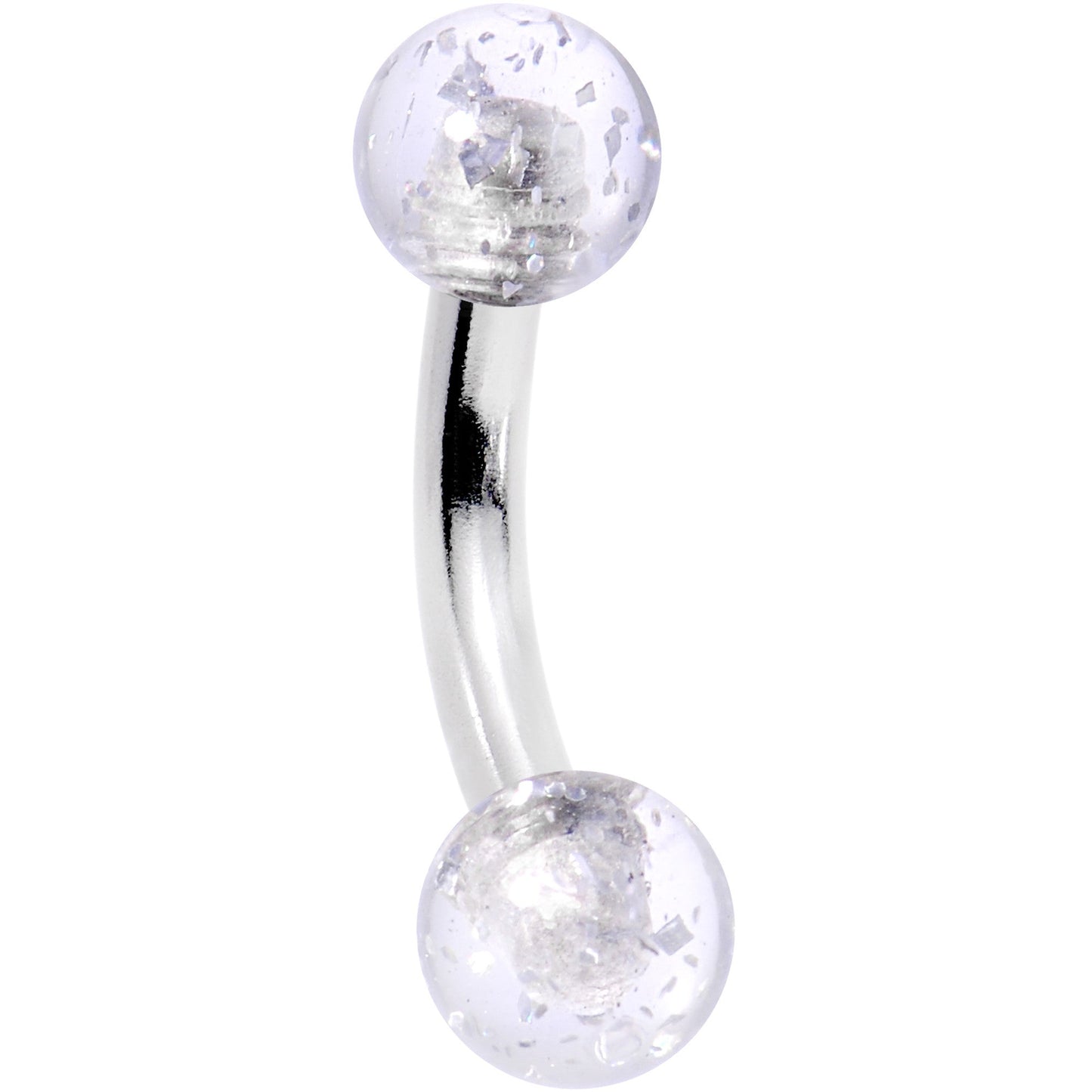 14G 1/4" Clear Arcylic Glitter Rook Curved Barbell